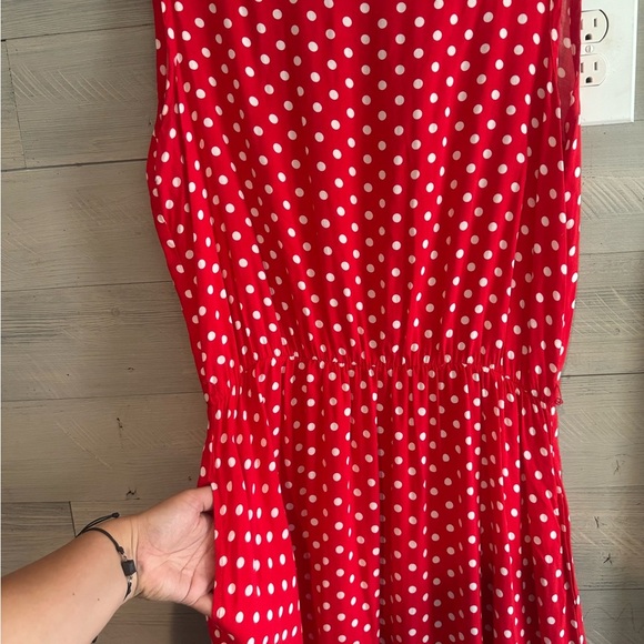 Chic Red Polka Dot Midi Dress - Picture 2 of 8